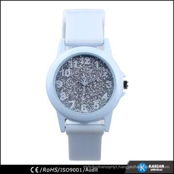 glitter face silicone watch strap woman watches fashion 2015